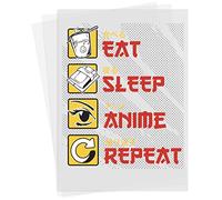 Eat Sleep Anime Repeat Iron on Transfer T-Shirt Patch - (A4) 21.0 x 29.7 cm - Weeb Culture Heat Transfer Patch - Otaku Enthusiast Gifts - Colourful Design A4 Symbol for Shirts, Bags & More