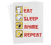 Eat Sleep Anime Repeat Iron on Transfer T-Shirt Patch - (A4) 21.0 x 29.7 cm - Weeb Culture Heat Transfer Patch - Otaku Enthusiast Gifts - Colourful Design A4 Symbol for Shirts, Bags & More