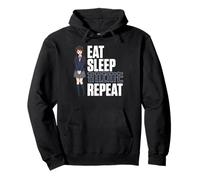 Eat Sleep Anime Repeat Kawaii School Girl Otaku Pullover Hoodie