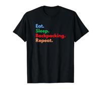 Eat Sleep Backpacking Repeat for Backpackers and Travellers Value Graphic T-Shirt, Men, Black, XL