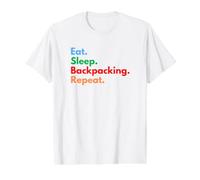 Eat Sleep Backpacking Repeat for Backpackers and Travellers Value Graphic T-Shirt, Men, White, S