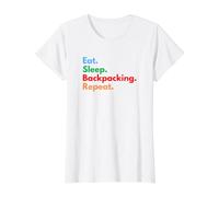Eat Sleep Backpacking Repeat for Backpackers and Travellers Value Graphic T-Shirt, Women, White, M