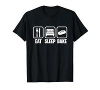 Eat Sleep Bake Funny Bread Cake Baking Quote Value Graphic T-Shirt, Men, Black, S