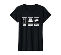 Eat Sleep Bake Funny Bread Cake Baking Quote Value Graphic T-Shirt, Women, Black, S