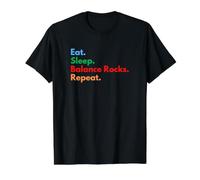 Eat Sleep Balance Rocks Repeat for Rock Balancing Lovers Value Graphic T-Shirt, Men, Black, L