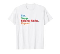Eat Sleep Balance Rocks Repeat for Rock Balancing Lovers Value Graphic T-Shirt, Men, White, M