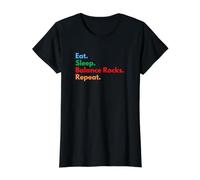 Eat Sleep Balance Rocks Repeat for Rock Balancing Lovers Value Graphic T-Shirt, Women, Black, L