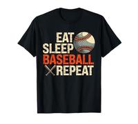 Eat Sleep Baseball Repeat Baseball Fans Pitcher Catcher Bat T-Shirt