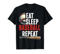 Eat Sleep Baseball Repeat Baseball Player Baseball Fan Bat T-Shirt