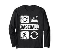 Eat Sleep Baseball Repeat Funny Baseball Men Women Kids Boys Long Sleeve T-Shirt