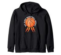 EAT. SLEEP. BASKETBALL. REPEAT. Baseball Player Cartoon Zip Hoodie