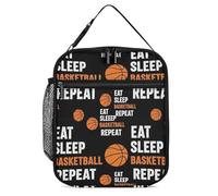 Eat Sleep Basketball Repeat Lunch Box for Men Women Adults Reusable Portable Small Lunch Bag for Office Work Picnic