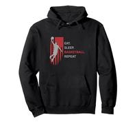 Eat. Sleep.Basketball. Repeat. Player Jumping High With Flag Pullover Hoodie