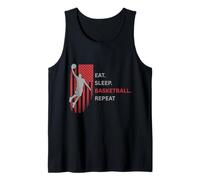 Eat. Sleep.Basketball. Repeat. Player Jumping High with Flag Tank Top