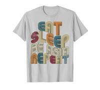 Eat Sleep Be Asia Repeat Funny Groovy Retro Asia T-Shirt, Men, Silver Grey, Small