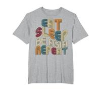 Eat Sleep Be Asia Repeat Funny Groovy Retro Asia T-Shirt, Men's Big and Tall, Heather Grey, 5X Tall