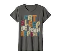 Eat Sleep Be Asia Repeat Funny Groovy Retro Asia T-Shirt, Women, Asphalt Grey, Small