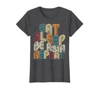Eat Sleep Be Asia Repeat Funny Groovy Retro Asia T-Shirt, Women, Dark Heather Grey, Small