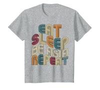 Eat Sleep Be Asia Repeat Funny Groovy Retro Asia T-Shirt, Youth, Heather Grey, X-Small