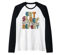 Eat Sleep Be Patricia Repeat Funny Groovy Retro Patricia Raglan Baseball Tee
