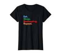 Eat Sleep Beekeeping Repeat for Beekeepers and Bee Lovers Value Graphic T-Shirt, Women, Black, S