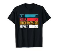 Eat Sleep Bench Press Repeat Strength Training Weight Studio Value Graphic T-Shirt, Men, Black, L