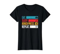 Eat Sleep Bench Press Repeat Strength Training Weight Studio Value Graphic T-Shirt, Women, Black, S