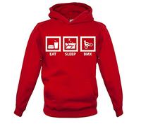 Eat Sleep BMX - Childrens/Kids Pullover Hoodie - Fire Red - XXL (12-13 Years)
