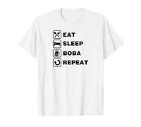 Eat Sleep Boba Repeat Value Graphic T-Shirt, Men, White, S