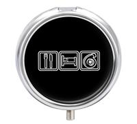 Eat Sleep Boosts Round Pill Box Organiser 3 Compartment Portable Medicine Case