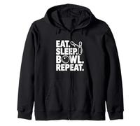 Eat Sleep Bowl Repeat Funny Bowling Lover Zip Hoodie