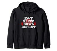 Eat Sleep Bowl Repeat Zip Hoodie