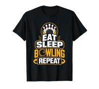 Eat Sleep Bowling Repeat Value Graphic T-Shirt, Men, Black, M