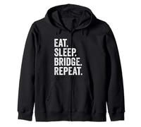 Eat Sleep Bridge Repeat Funny Bridge Player Card Game Zip Hoodie