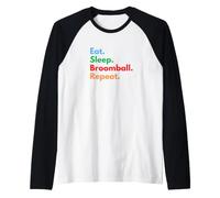 Eat Sleep Broomball Repeat for Broomball Players and Lovers Raglan Baseball Tee