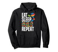 Eat Sleep Build Repeat Building Blocks Bricks Master Builder Pullover Hoodie