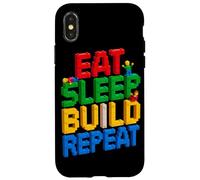 EAT SLEEP BUILD REPEAT Master Builder Building Bricks Blocks Case for iPhone X/XS