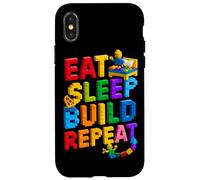 EAT SLEEP BUILD REPEAT Master Builder Building Bricks Blocks Case for iPhone X/XS