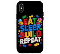 EAT SLEEP BUILD REPEAT Master Builder Building Bricks Blocks Case for iPhone X/XS