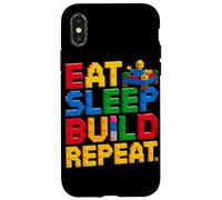 EAT SLEEP BUILD REPEAT Master Builder Building Bricks Blocks Case for iPhone X/XS