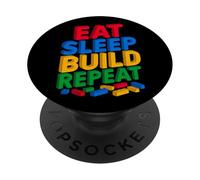 EAT SLEEP BUILD REPEAT Master Builder Building Bricks Blocks PopSockets Adhesive PopGrip