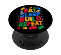 EAT SLEEP BUILD REPEAT Master Builder Building Bricks Blocks PopSockets Adhesive PopGrip