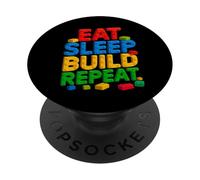 EAT SLEEP BUILD REPEAT Master Builder Building Bricks Blocks PopSockets Adhesive PopGrip