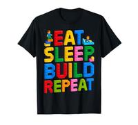 EAT SLEEP BUILD REPEAT Master Builder Building Bricks Blocks T-Shirt