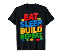 EAT SLEEP BUILD REPEAT Master Builder Building Bricks Blocks T-Shirt