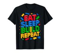 EAT SLEEP BUILD REPEAT Master Builder Building Bricks Blocks T-Shirt