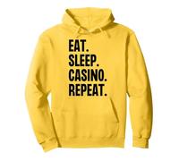 Eat Sleep Casino Repeat Gamble Poker Gambling Blackjack Pullover Hoodie, Adult Unisex, Lemon Yellow, Medium