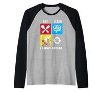 Eat Sleep Casino Repeat Gambling Poker Chips Dice Raglan Baseball Tee