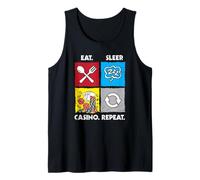 Eat Sleep Casino Repeat Gambling Poker Chips Dice Tank Top