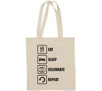 Eat Sleep Celebrate Repeat Halloween Natural Cotton Tote Bag White